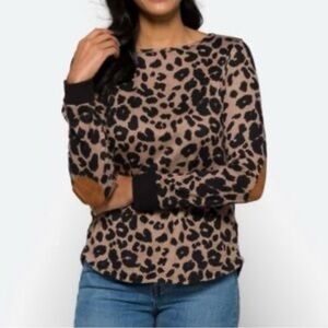 Pink Clover Animal Print Blouse with Black Accents